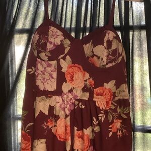 Floral Bustier Romper in Burgundy and Coral